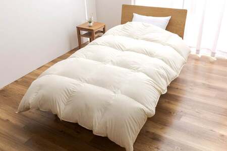 【冬用】 高級 軽量 羽毛布団 セミダブル 本掛け 100×140番手 サテン グランミュゼ ( 無地 アイボリー )｜[川村羽毛 山梨県 韮崎市 20743651]