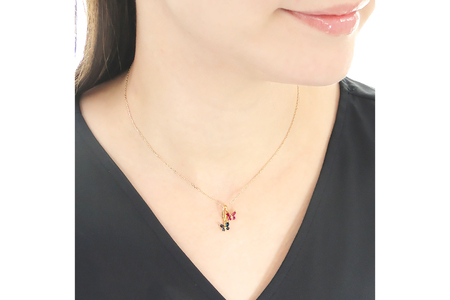 ネックレス K18YG イエローゴールド ブルーサファイア ルビー 蝶 モチーフ ペンダント 18金 レディース ちょうちょ バタフライ 誕生石 【f280-br-k18yg】 [オーダーメイドジュエリーメイ 山梨県 韮崎市 20745058]