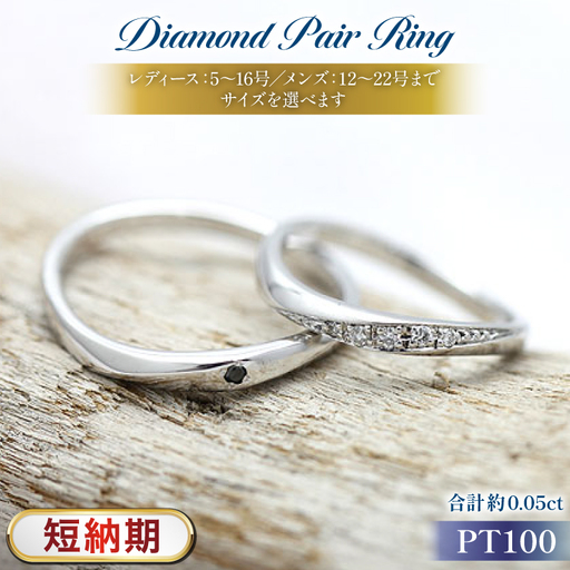 指輪 結婚指輪 ペアリング PT100 プラチナ10％ ダイヤ 0.05ct ブラックダイヤ 0.01ct マリッジリング 【232-pt100s】 [オーダーメイドジュエリーメイ 山梨県 韮崎市 20745199]