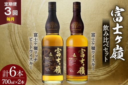 【3回 定期便 毎月】 ウイスキー 飲み比べセット 700ml×2本 富士ケ嶺 ピュアモルト リッチピート｜ウィスキー ハイボール [サン.フーズ 山梨県 韮崎市 20743294]