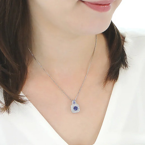 130-9-6 ネックレス PT900 プラチナ 大粒タンザナイト ダイヤモンド 0.6ct 取り巻き スクエア ペンダント【f239-pt】 ALPAZ017