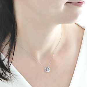 6-2 ネックレス PT900 プラチナ ダイヤモンド 0.40ct 四つ葉 ペンダント お花 フラワー クローバー 【f170-pt-d】 ALPAZ009