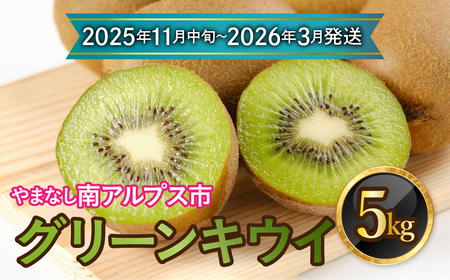 【先行予約】【2025年11月中旬～2026年3月下旬発送分】山梨県南アルプス市産 グリーンキウイ 約5ｋｇ ALPAH037ｰB
