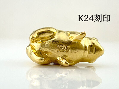 純金(Ｋ２４)製 豚豚拍子根付 ALPBK147
