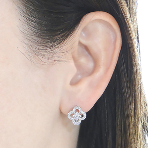 ピアス PT900 プラチナ ダイヤモンド 0.8ctクローバー 四つ葉 フラワー 花 スタッドピアス【f251-pt-d】 ALPAZ117