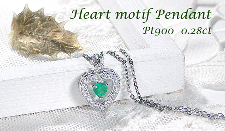 ネックレス プラチナ PT900 ダイヤモンド 0.28ct エメラルド 0.2ct