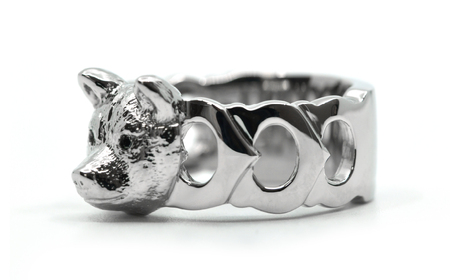 純プラチナ製(Pt999) 『柴犬』ブラックダイヤ入りリング ALPER007