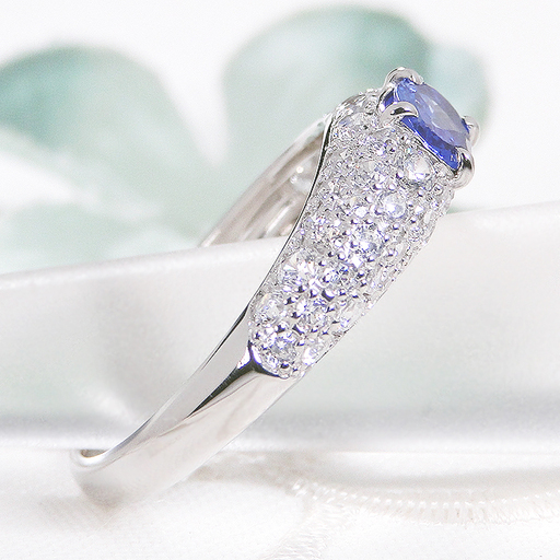指輪 PT900 プラチナ リング オーバル タンザナイト ダイヤモンド 0.85ct パヴェ ダイヤ ジュエリー【f158-pt-ta】 ALPAZ181