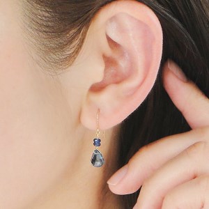 10-9-13 ピアス K18YG サファイア サンタマリアアクアマリン フックピアス イエローゴールド 天然石【f163-k18】 ALPAZ022