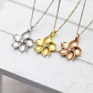 12-9-4 ネックレス桜10金ゴールドペンダント0.02ct 選べるK10 ホワイトゴールドイエローゴールドピンクゴールド【f100-k10】 ALPAZ024