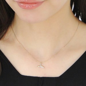 17-9-1 ネックレス K18YG イエローゴールド ホエールテール ダイヤモンド 0.05ct ペンダント クジラのしっぽ ハワイアンジュエリー【f168-k18yg】 ALPAZ028