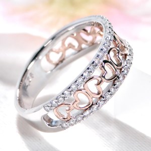 60-9-3 指輪 Pt900 K18PG コンビ リング ダイヤモンド 計0.36ct 小さい