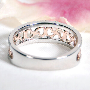 60-9-3 指輪 Pt900 K18PG コンビ リング ダイヤモンド 計0.36ct 小さいハート プラチナ ピンクゴールド 【f193-ptpg】 ALPAZ058