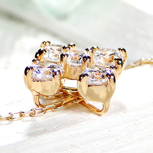 60-9-4 ネックレス K18YG クローバー フラワー ダイヤモンド 0.56ct ペンダント リバーシブル イエローゴールド クロス 十字 2way 【f162-k18yg】 ALPAZ059