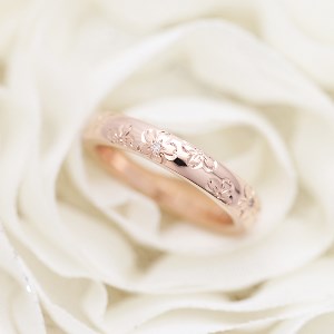 50-9-3 指輪桜K18PG ピンクゴールドダイヤモンド0.03ct 彫刻レディースリング【277-k18p】 ALPAZ053