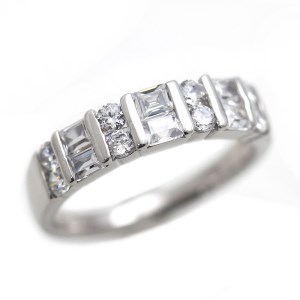 130-9-5 指輪 PT900 プラチナ リング 計0.65ctUP ダイヤモンド バケットカット ラウンドカット【f124-pt】 ALPAZ089