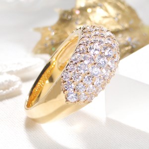 160-9-1 指輪 K18YG イエローゴールド ダイヤモンド 計2.0ct パヴェ リング 幅広【f046-k18yg】 ALPAZ091