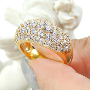 160-9-1 指輪 K18YG イエローゴールド ダイヤモンド 計2.0ct パヴェ リング 幅広【f046-k18yg】 ALPAZ091