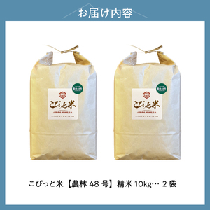 こぴっと米【農林48号】20kg　１等特別栽培米100％