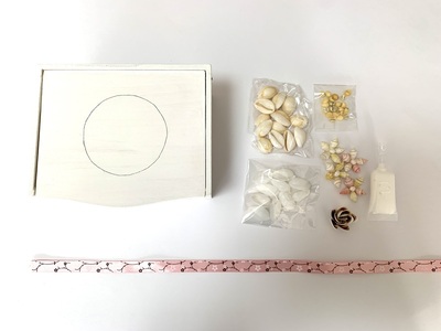 「手作りキット」貝がらで飾る宝箱【ホワイト・パープル・ブルー】  手作りキット 貝がらアート 宝箱 選べるカラー ホワイト パープル ブルー 縦約10cm×横約13cm×高さ約7cm 木製ボックス アートキット 天然貝がら 小物入れ ボックス 夏休みの工作