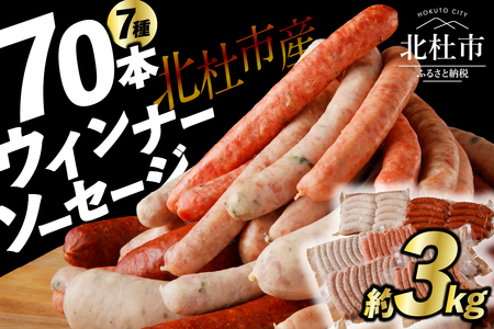 〈2025年12月配送〉ウインナー・ソーセージ 業務用詰合せセット　 総重量約3kg 7種類 人気 大容量 業務用 シポラタ ジャーマン チョリソー バーベキュー フランク 食べ比べ オールポーク 山梨県 白州 北杜市 