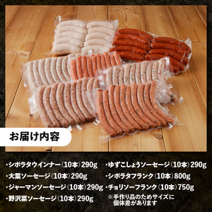 〈2025年12月配送〉ウインナー・ソーセージ 業務用詰合せセット　 総重量約3kg 7種類 人気 大容量 業務用 シポラタ ジャーマン チョリソー バーベキュー フランク 食べ比べ オールポーク 山梨県 白州 北杜市 