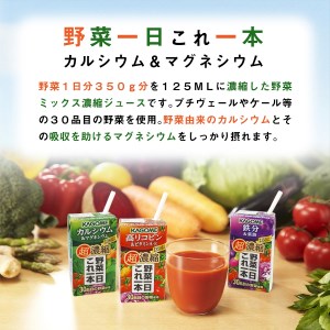 【3ヶ月定期便】カゴメ 野菜一日これ一本 超濃縮 カルシウム&マグネシウム 125ml 紙パック 24本入 (野菜ジュース) 濃縮ジュース 名水仕込 無添加 KAGOME 野菜 350g 30品目 健康志向 飲料 仕送り ギフト 防災