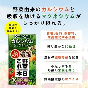 【3ヶ月定期便】カゴメ 野菜一日これ一本 超濃縮 カルシウム&マグネシウム 125ml 紙パック 24本入 (野菜ジュース) 濃縮ジュース 名水仕込 無添加 KAGOME 野菜 350g 30品目 健康志向 飲料 仕送り ギフト 防災