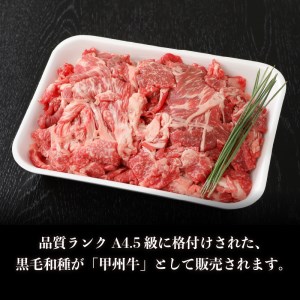 【3ヶ月定期便】山梨県北杜市産 甲州牛 黒毛和牛 切り落とし(1.2kg)