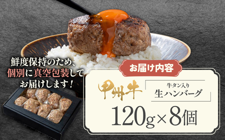 甲州牛 旨みたっぷり、牛タン入り本格ハンバーグ8個 肉 AD-266