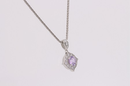 Pt999 プラチナ パープル 非加熱 サファイア ダイヤモンド ネックレス ジュエリー アクセサリー 人気 おすすめ レディース 非加熱サファイア 0.6ct ダイヤ 0.21ct カラット ナチュラル  山梨県 甲斐市 AQ-174 SJ-85