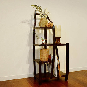 チークの根のナチュラルラック　ダークブラウン