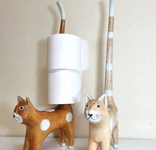 【年内発送】【選べる2色】しっぽネコトイレットペーパーホルダー ナチュラルカラー2色