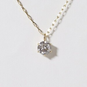 K18　0.3ctup　6本爪一粒　ダイヤモンドペンダント