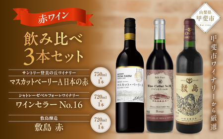 赤ワイン飲み比べ3本セット 山梨  ワイン 赤ワイン 