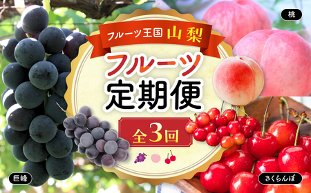 甲斐の旬のフルーツ 3回お届け！ 定期便A さくらんぼ 300g 桃 1.8kg ぶどう 1.0kg 3回 定期便 先行予約 先行 予約 山梨県産 産地直送 フルーツ 果物 くだもの さくらんぼ 桃 もも ぶどう ブドウ 葡萄 巨峰 新鮮 人気 おすすめ 国産 贈答 ギフト お取り寄せ 山梨 甲斐市 AD-135