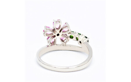ピンク サファイヤ 桜モチーフ リング 0.70ct  Pt900   (13523) 指輪 リング サファイヤ ピンクサファイヤ プラチナ Pt900 グリーンガーネット ダイヤモンド  山梨県 甲斐市 BR-89