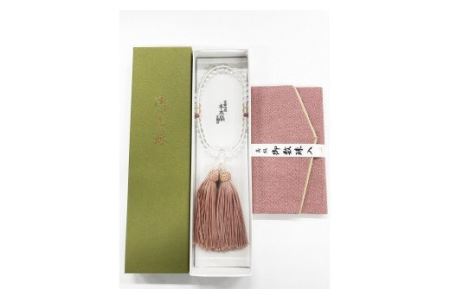 女性用片手念珠　白水晶7ミリ（合玉　ロードナイト）