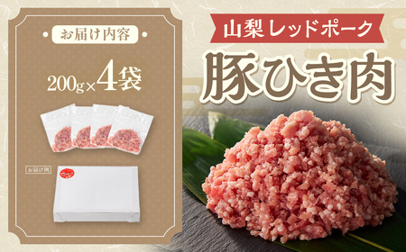 【年内発送】【山梨レッドポーク】豚ひき肉 200g×4袋 計800g ひき肉 豚 国産 小分け 冷凍 真空 山梨県 甲斐市 Y-9