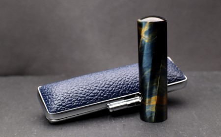 【 宝石印鑑 】ホークスアイ15mm　～ そらのハンコ工房 ～