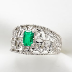 エメラルド リング 0.5ct 0.5カラット PT100 プラチナ100 Ag900（14440） [山梨 指輪 リング エメラルド プラチナ ジュエリー] 山梨県 甲斐市 BR-22