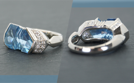 プラチナ アクアマリン ムーンシュタイナー リング(1点のみ) 管理番号510698 218-103