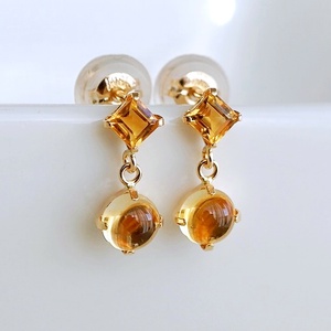 【ジュエリー】K10 イエローゴールド シトリン 揺れる ピアス 保証書付 SR-2012 242-003-c