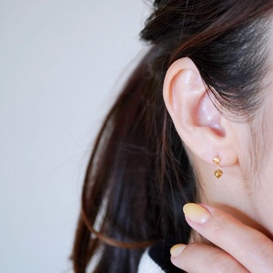 【ジュエリー】K10 イエローゴールド シトリン 揺れる ピアス 保証書付 SR-2012 242-003-c