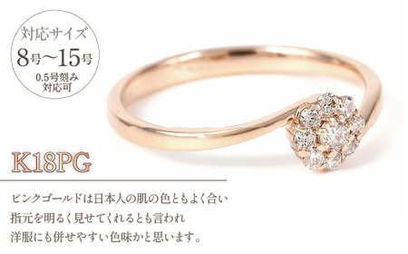 Ｋ18 ピンクゴールド ダイヤ0.18ＣＴ リング R3715DI-Ｒ ダイヤモンド 指輪 アクセサリー ジュエリー プレゼント クリスマス 女性 母の日