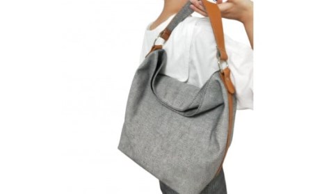 【ふるなびWEEK対象】デニム(グレー)×キャメル革ワンショルダーバッグ　073N-005-GRAY FN-Limited-PR