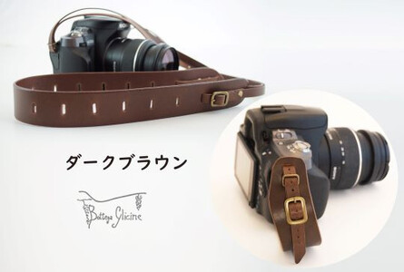 Bottega Glicine カメラアクセサリーセット カメラストラップ&ハンドストラップ イタリアンレザー 日本製　ダークブラウン 172-011-dark brown