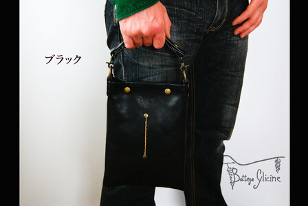 Bottega Glicine ベルトポーチ イタリアンレザー ブラック 172-012-black