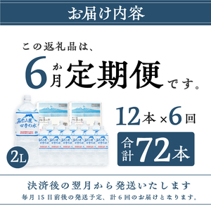 【6か月定期便】富士山麓 四季の水 / 2L×12本(6本入2箱）・ミネラルウォーター
