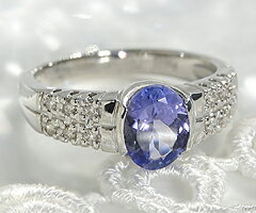 指輪 天然 ダイヤモンド SIクラス タンザナイト 1.0ct オーバルカット【プラチナ950】r-129（KRP）N6-1411